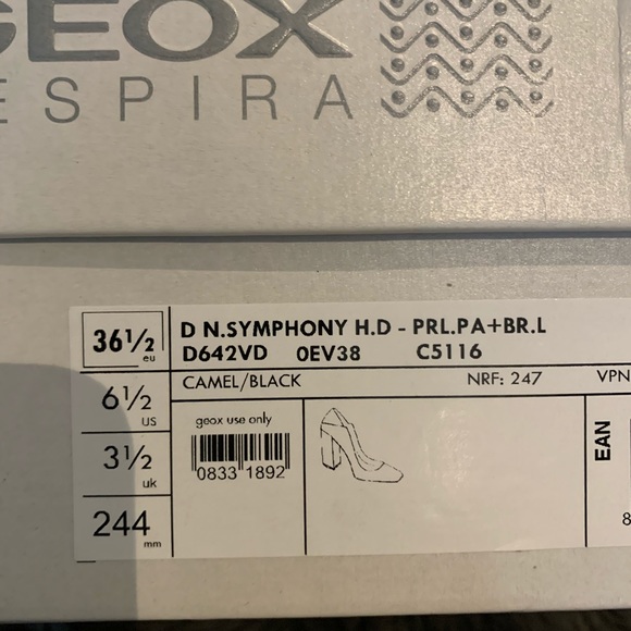 Geox 36.5 Camel/Black shoes heels - Picture 5 of 5